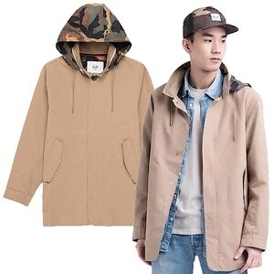 Herschel Men’s Tan Stowaway Mac Shell Windbreaker Jacket Coat